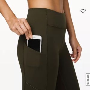 Lululemon Speed Up Midrise Tight Leggings with Pockets Size 6 Olive